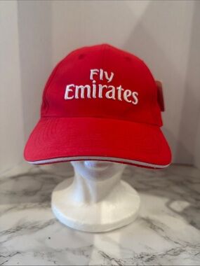 Adjustable Red Fly Emirates Baseball Cap NEW White Embroidery One Size Fits Most